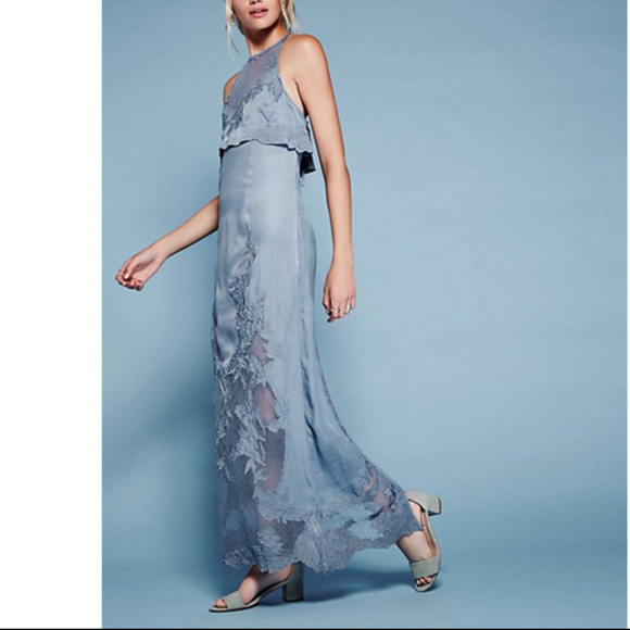 Free People Dresses & Skirts - NWOT Free People elegant silky blue maxi dress